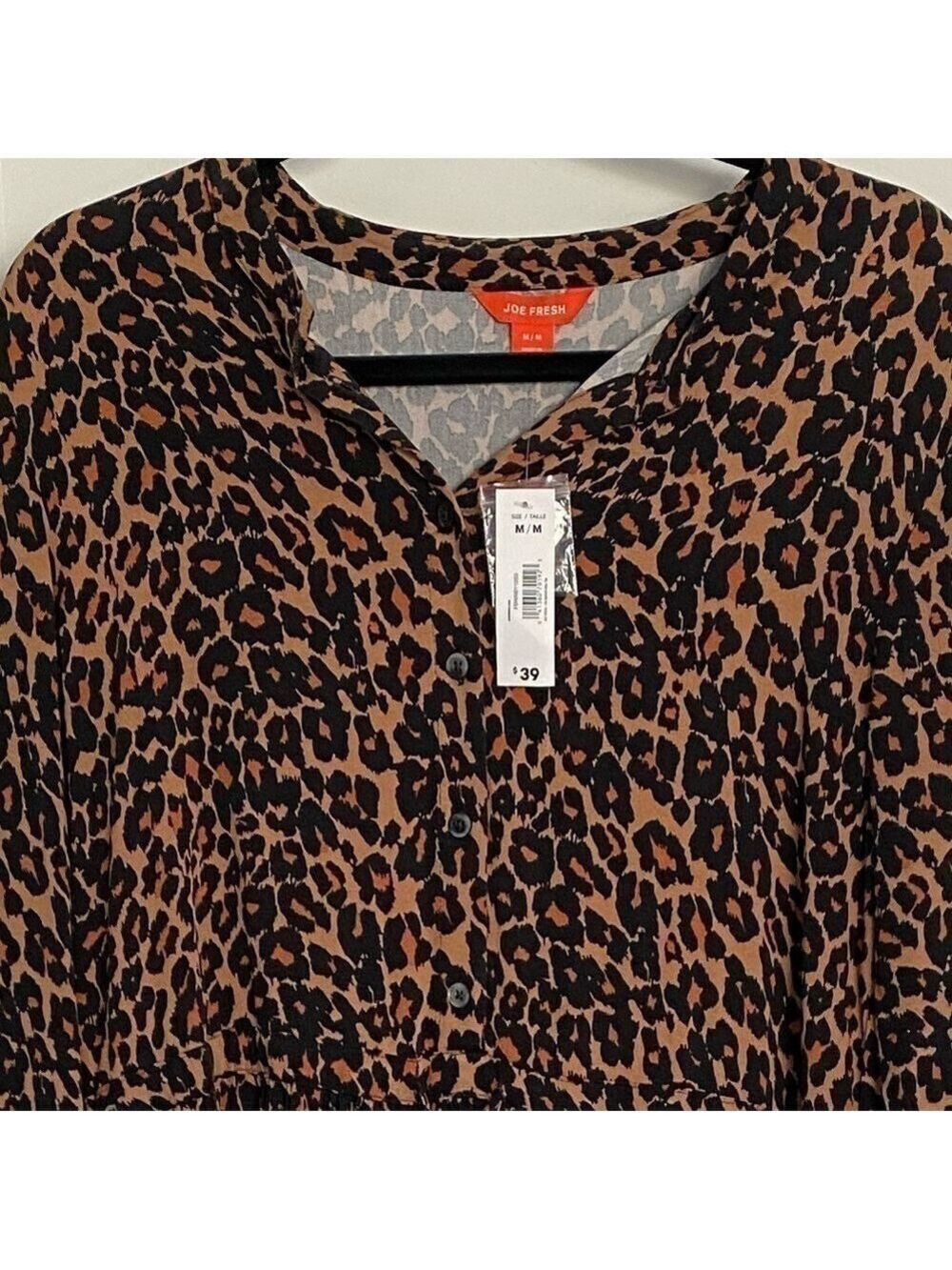 JOE Fresh leopard cheetah animal print dress size Medium - Picture 2 of 5